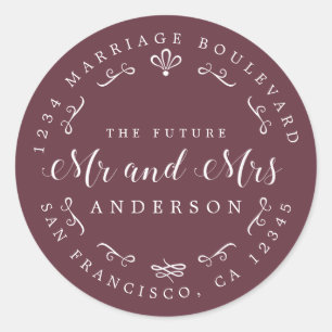 Rustic Chic Future Mr Mrs Wedding Return Address Classic Round Sticker