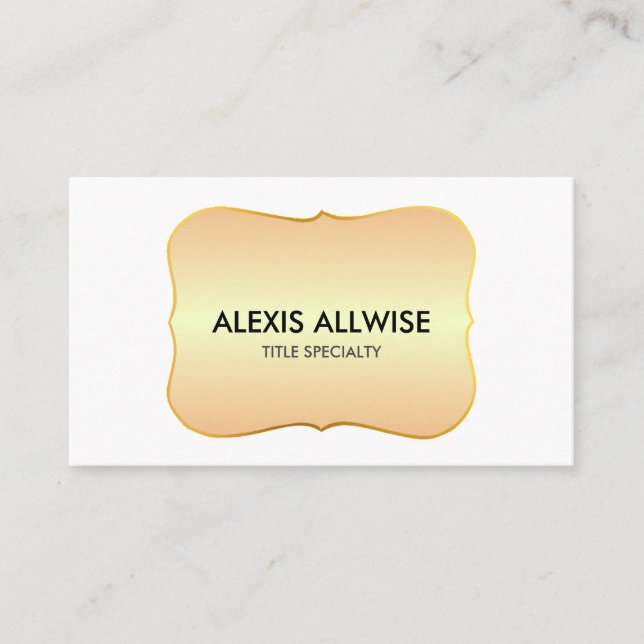 Rustic Chic Golden Gradient on White Business Card (Front)