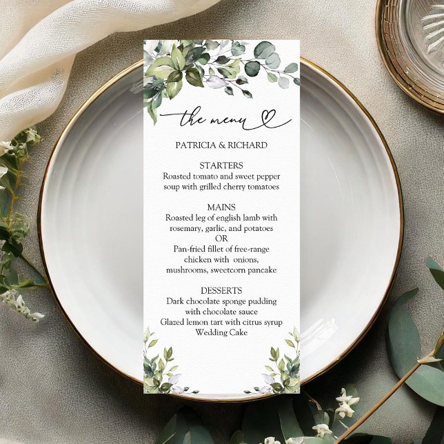 Rustic Chic Greenery Wedding Menu Card (Creator Uploaded)