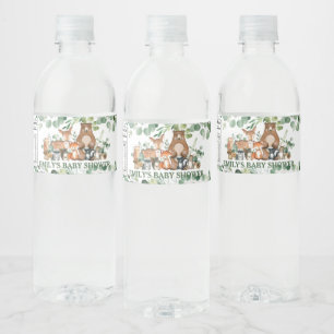 Rustic Chic Greenery Woodland Animals Baby Shower Water Bottle Label