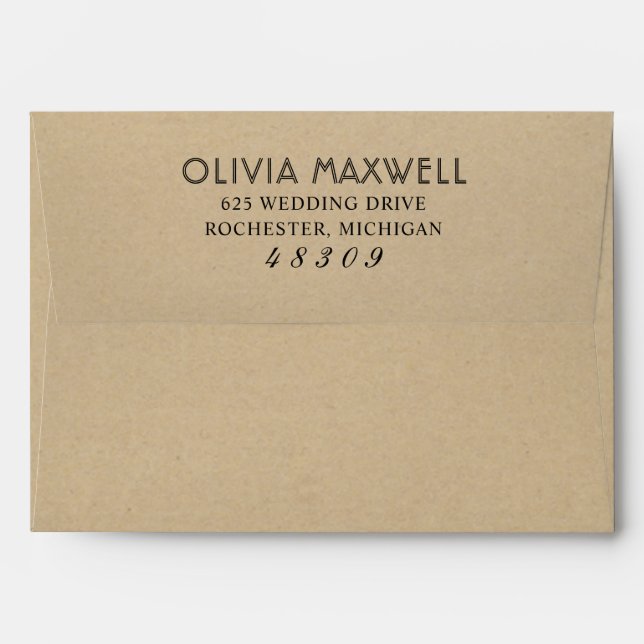 Rustic Chic Kraft and Black Wedding Mailing Envelope (Back (Top Flap))