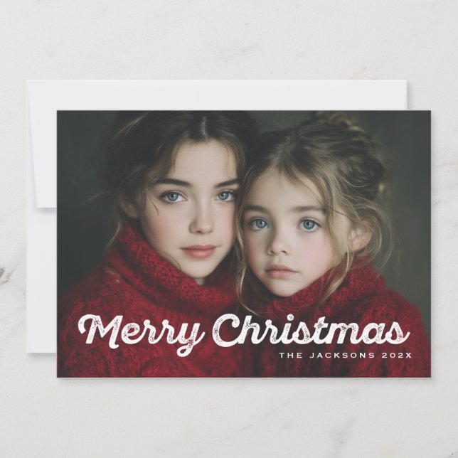Rustic Chic Merry Christmas Design Holiday Card (Front)