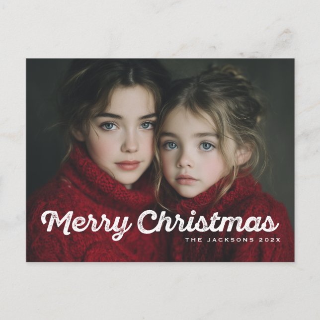Rustic Chic Merry Christmas Design Holiday Postcard (Front)