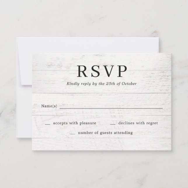 Rustic Chic Modern Wedding RSVP Card (Front)