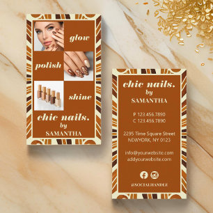 Rustic Chic Nail Salon Business Photo Collage Business Card