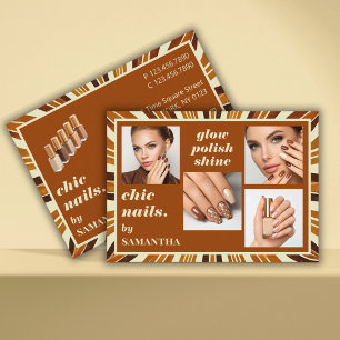 Rustic Chic Nail Salon Business Photo Collage Card