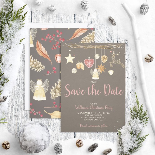 Rustic Chic Natural Christmas Party Save the Date (Creator Uploaded)