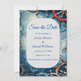 Rustic Chic Nautical Wedding Save The Date Card