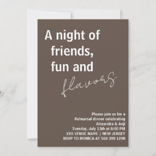 Rustic Chic night of fun friends Rehearsal Dinner Invitation