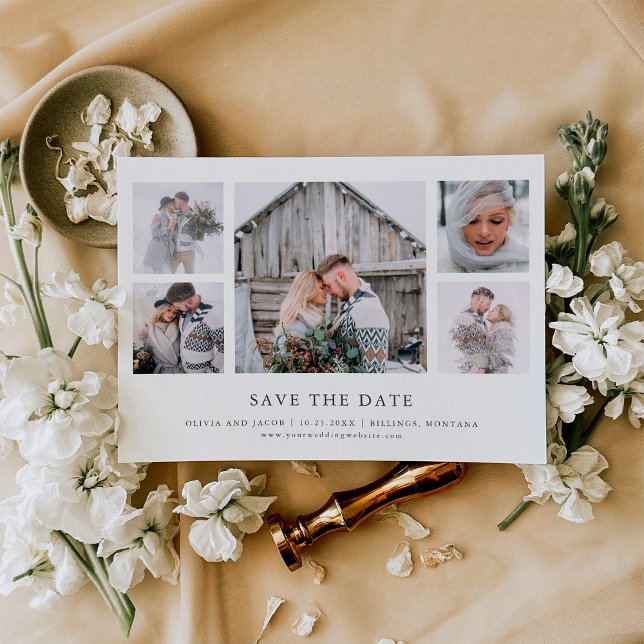 Rustic Chic | Photo Grid Wedding Save The Date Magnetic Invitation (Creator Uploaded)