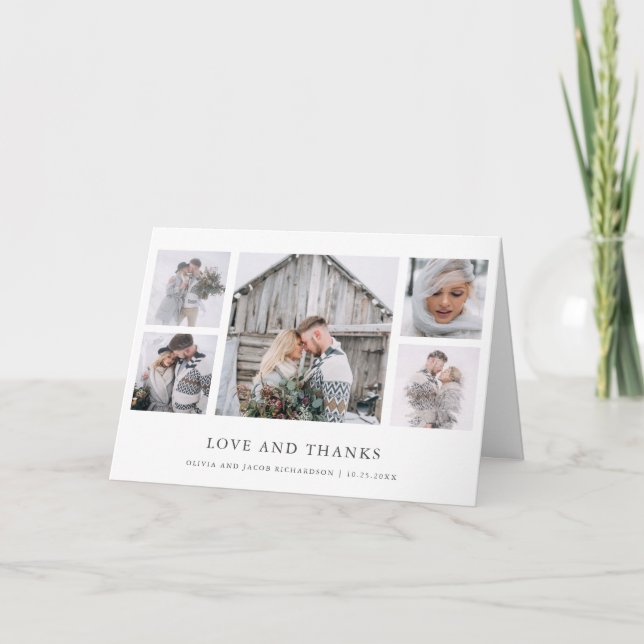 Rustic Chic | Photo Grid Wedding Thank You Card (Front)