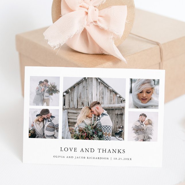 Rustic Chic | Photo Grid Wedding Thank You Card (Creator Uploaded)