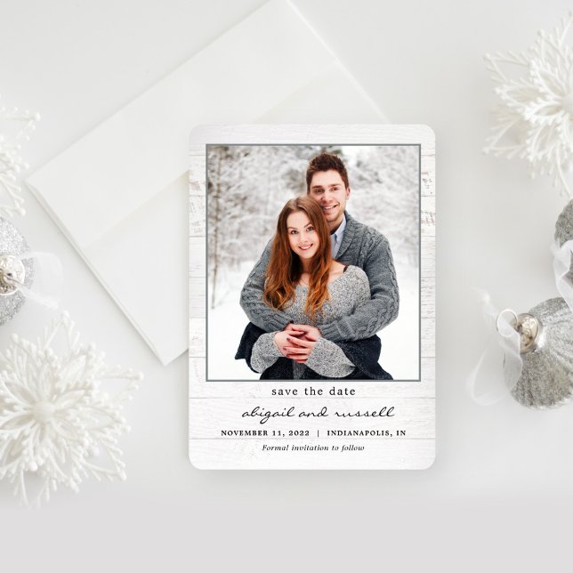 Rustic Chic Photo Wedding Save The Date Card (Creator Uploaded)