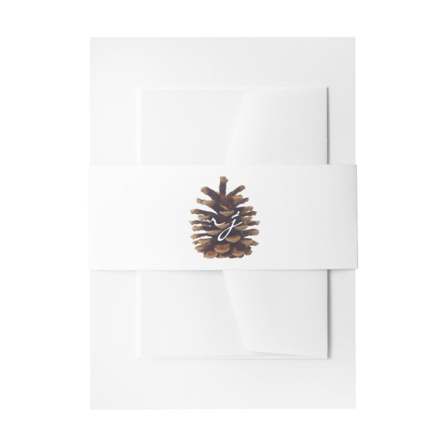 Rustic Chic Pine Cone Belly Band Invitation Belly Band (Front Example)