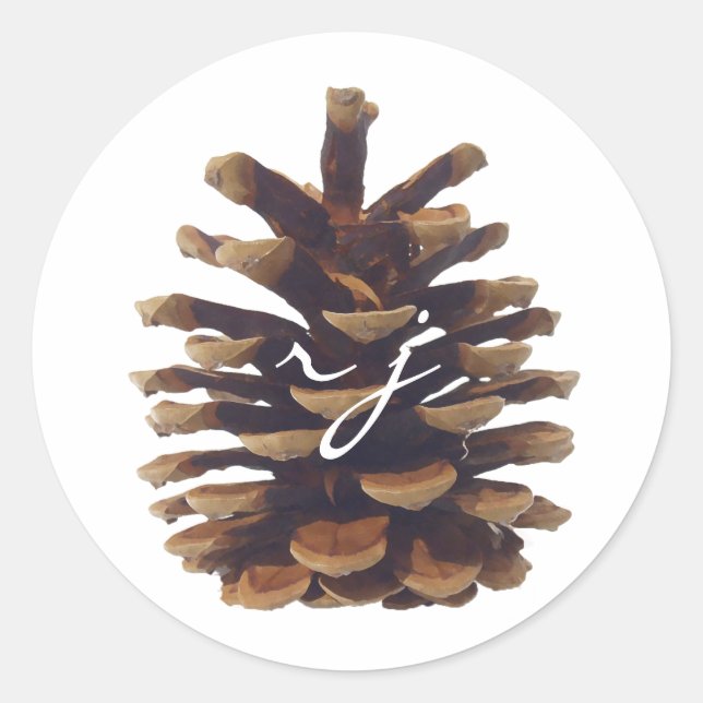 Rustic Chic Pine Cone Wedding Sticker (Front)