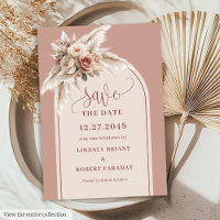 Rustic Chic Pink Pampas Grass Arch Save the Date