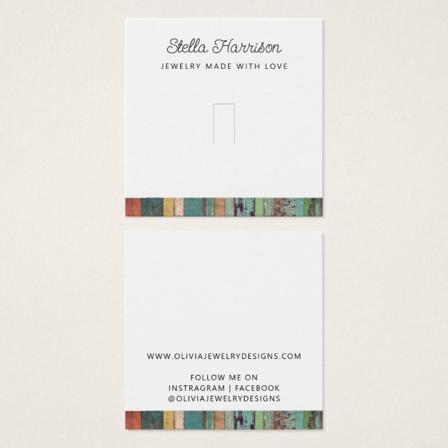 Rustic Chic Ring Jewellery Display Card (Front & Back)