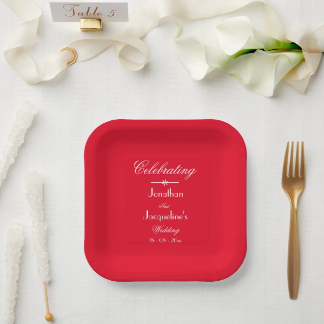 Rustic Chic Romantic Red Wedding Cake Paper Plate (Wedding)