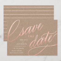 Rustic Chic Rose Gold Save the Dates | Rose Gold