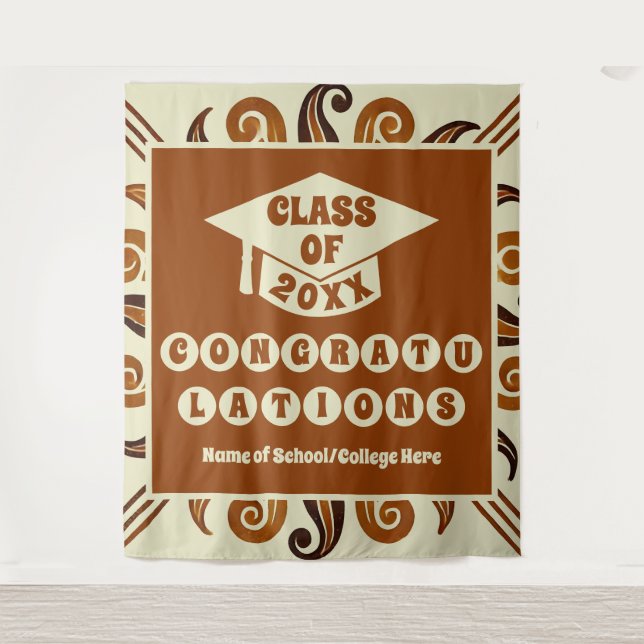 Rustic Chic School Reunion Graduation Banner Tapestry (Front)