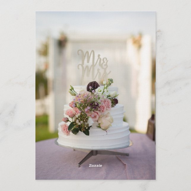 Rustic Chic Tiered Cake Mr. & Mrs. Topper Wedding  Invitation (Back)