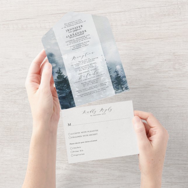 Rustic Chic Wedding All In One Invitation (Tearaway)