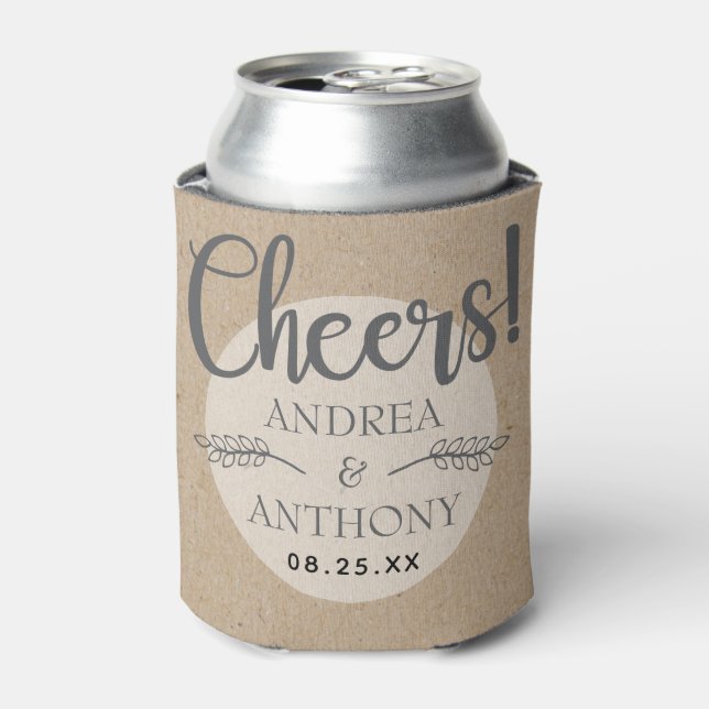 Rustic Chic Wedding Can Cooler (Can Front)