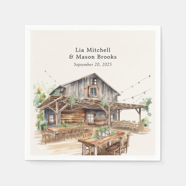 Rustic Chic Wedding Napkin (Front)