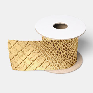Rustic Chic Western Country Beige Alligator Print Satin Ribbon