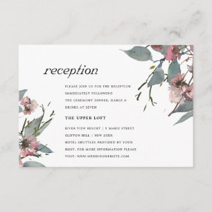 RUSTIC CHIC WILD PINK EUCALYPTUS FLORALRECEPTION ENCLOSURE CARD