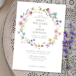 Rustic Chic Wildflower Wreath Garden Wedding Invitation