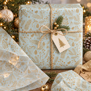 Rustic-Chic Winter Foliage Mint Green Gold ID1335 Tissue Paper