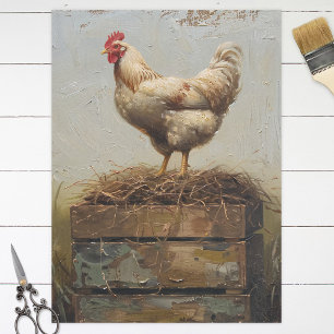 Rustic Chicken and Nest Decoupage Tissue Paper