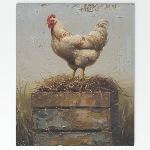 Rustic Chicken and Nest Decoupage Wrapping Paper