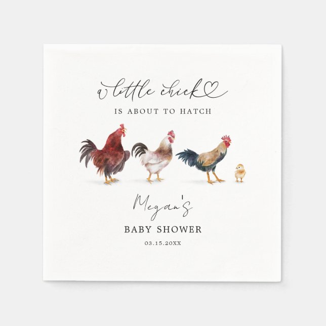 Rustic Chicken Baby Shower Napkin (Front)