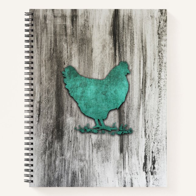 Rustic Chicken (Blue) Notebook (Front)