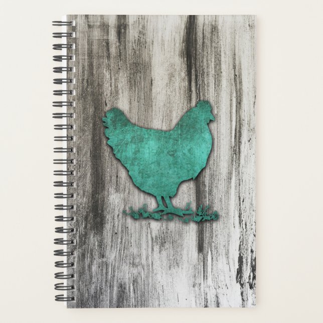 Rustic Chicken (Blue) Planner (Front)