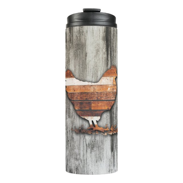 Rustic Chicken (Brown) Thermal Tumbler (Front)