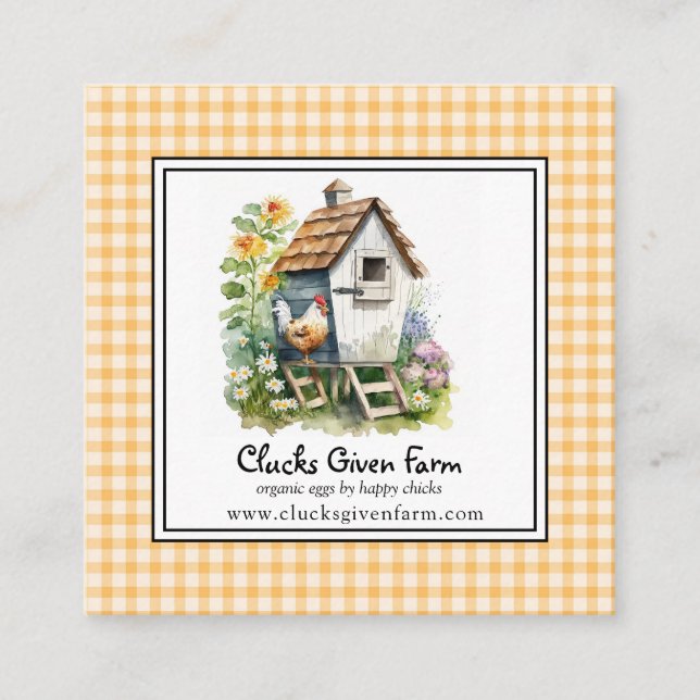 Rustic Chicken Coop Farm Fresh Eggs  Square Business Card (Front)