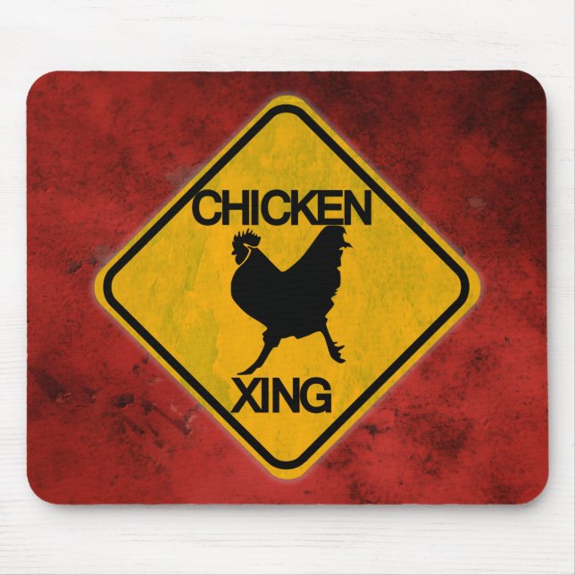 Rustic Chicken Crossing Sign Mouse Pad (Front)