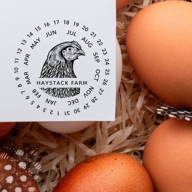 Rustic Chicken Family Farm ⎢Egg Carton Date Stamp (Creator Uploaded)