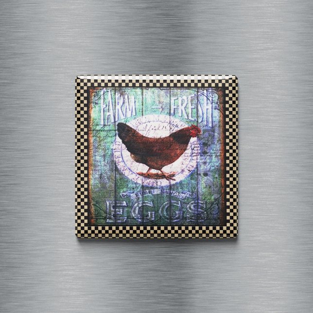 Rustic Chicken Farm Fresh Eggs Ephemera Magnet (Creator Uploaded)