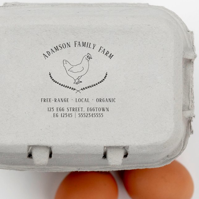 Rustic Chicken Farm Hen Egg Carton  Self-inking Stamp (Rubber Stamp Mock-up)