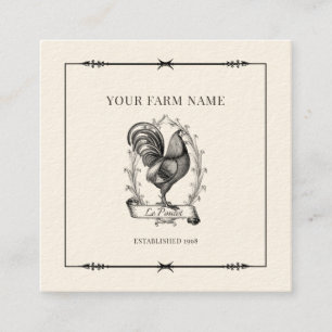 Rustic Chicken Farm Logo Square Business Card