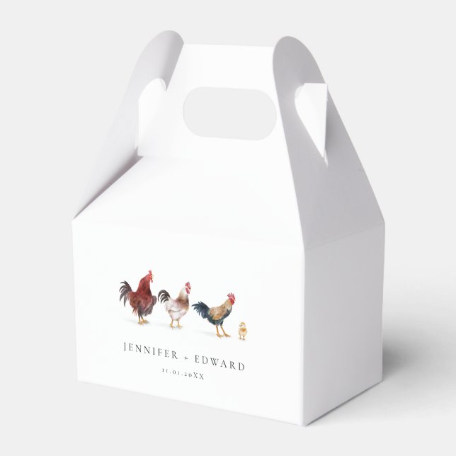 Rustic Chicken Farm Wedding Favour Box (Front Side)