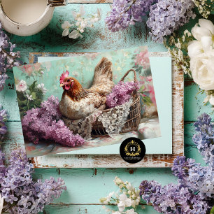 Rustic Chicken Lilac Blossoms Lace Decoupage Tissue Paper