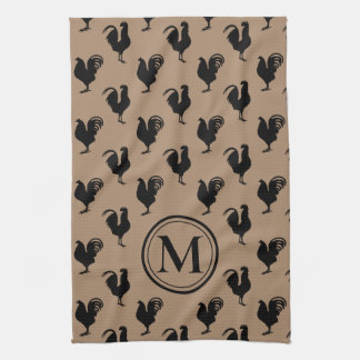 Rustic Chicken n' Rooster Farmhouse Monogram Tea Towel