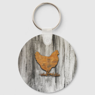 Rustic Chicken (Orange) Key Ring