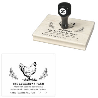 Rustic Chicken Personalised Egg Carton Rubber Stamp