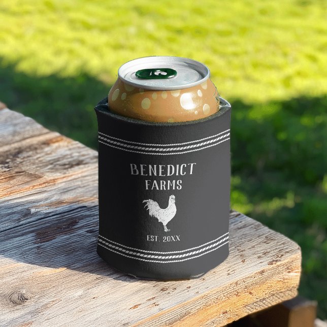 Rustic Chicken Personalised Farm Name Can Cooler (Creator Uploaded)